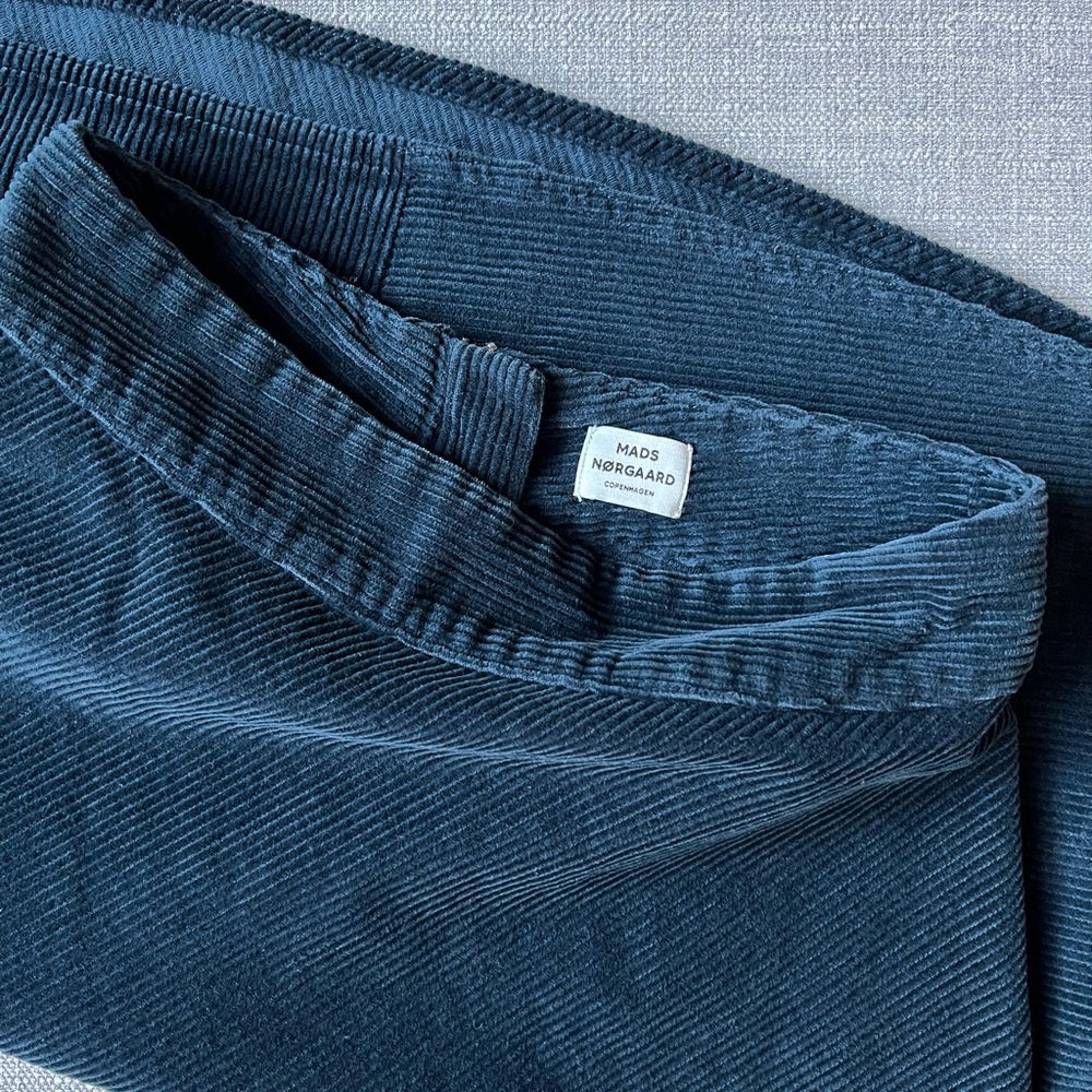 Mads Norgaard Blue Corduroy A-Line Skirt